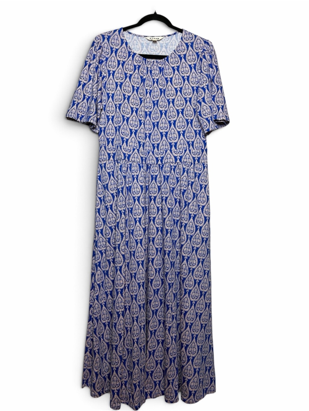 Boden Louisa Blue Geometric Paisley Flutter Sleeve Midi Dress US 10